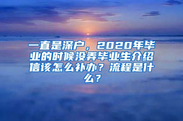 一直是深户，2020年毕业的时候没弄毕业生介绍信该怎么补办？流程是什么？