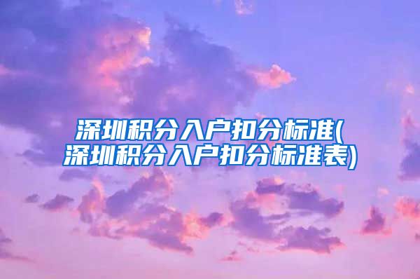 深圳积分入户扣分标准(深圳积分入户扣分标准表)