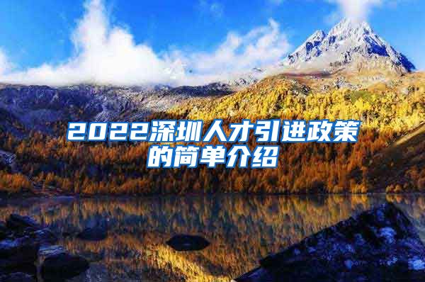 2022深圳人才引进政策的简单介绍