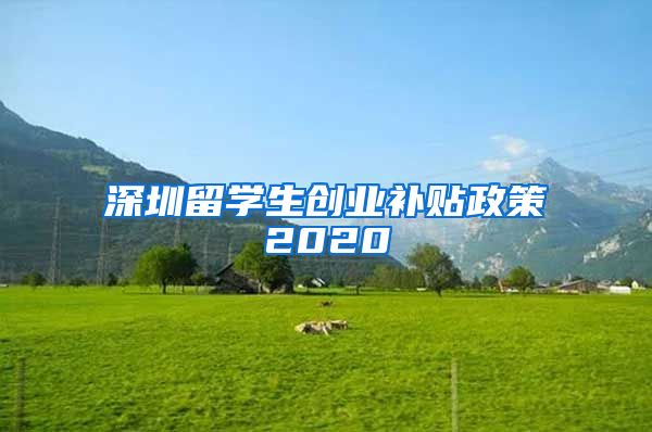 深圳留学生创业补贴政策2020