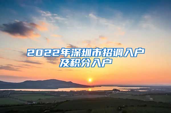 2022年深圳市招调入户及积分入户