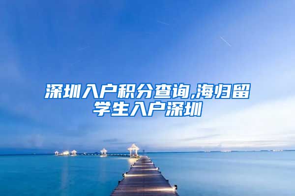 深圳入户积分查询,海归留学生入户深圳
