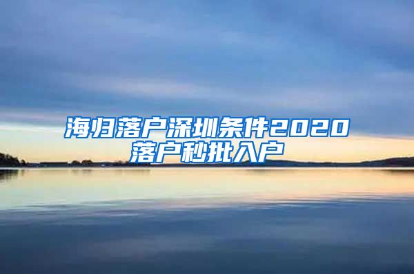 海归落户深圳条件2020落户秒批入户