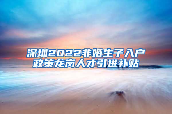 深圳2022非婚生子入户政策龙岗人才引进补贴