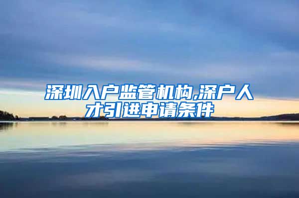 深圳入户监管机构,深户人才引进申请条件