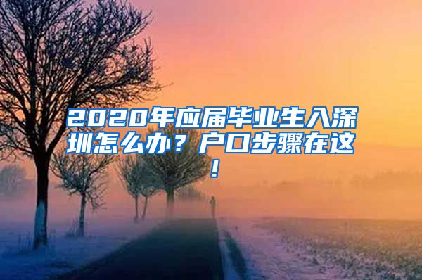 2020年应届毕业生入深圳怎么办？户口步骤在这！