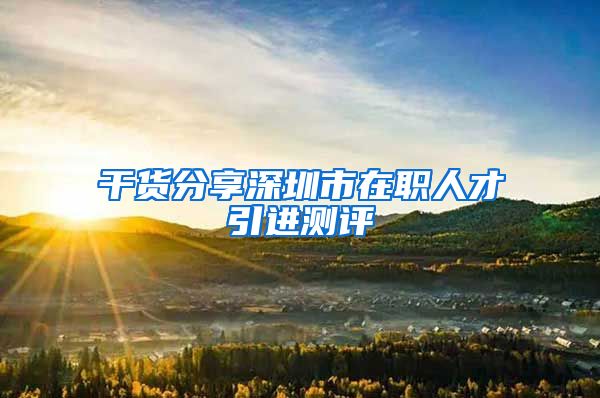 干货分享深圳市在职人才引进测评