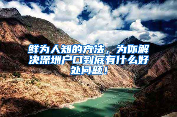 鲜为人知的方法，为你解决深圳户口到底有什么好处问题！