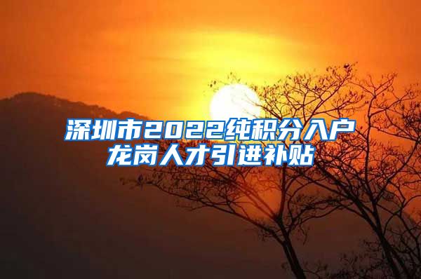 深圳市2022纯积分入户龙岗人才引进补贴