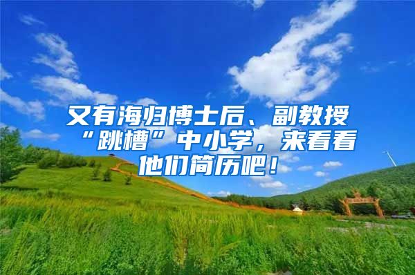 又有海归博士后、副教授“跳槽”中小学，来看看他们简历吧！