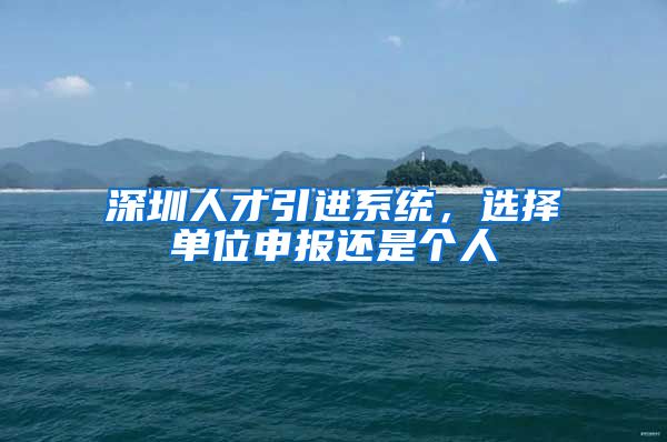 深圳人才引进系统，选择单位申报还是个人