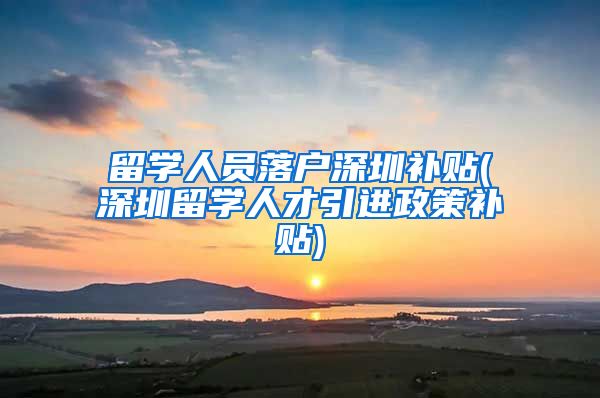 留学人员落户深圳补贴(深圳留学人才引进政策补贴)