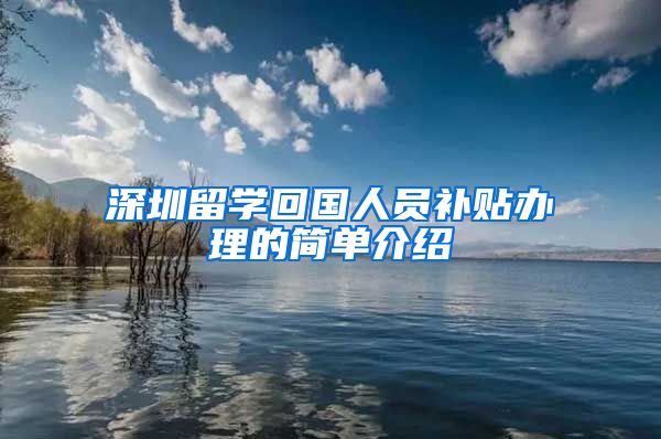 深圳留学回国人员补贴办理的简单介绍