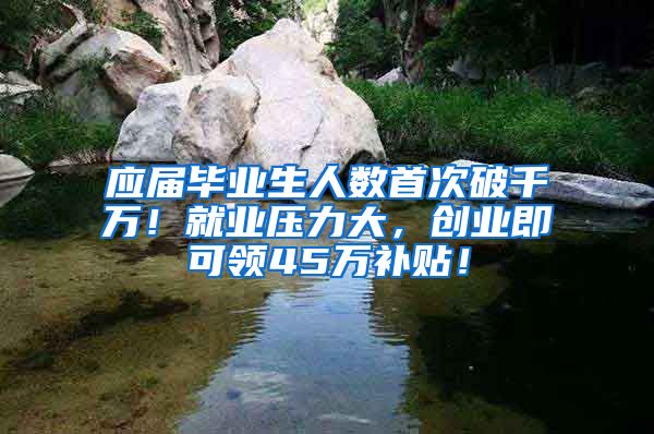 应届毕业生人数首次破千万！就业压力大，创业即可领45万补贴！