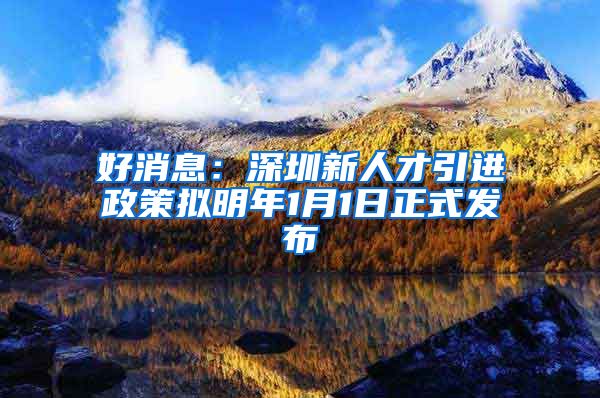 好消息：深圳新人才引进政策拟明年1月1日正式发布
