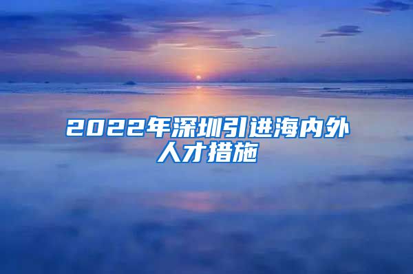 2022年深圳引进海内外人才措施