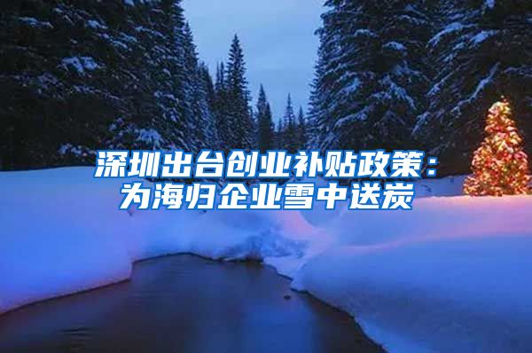 深圳出台创业补贴政策：为海归企业雪中送炭
