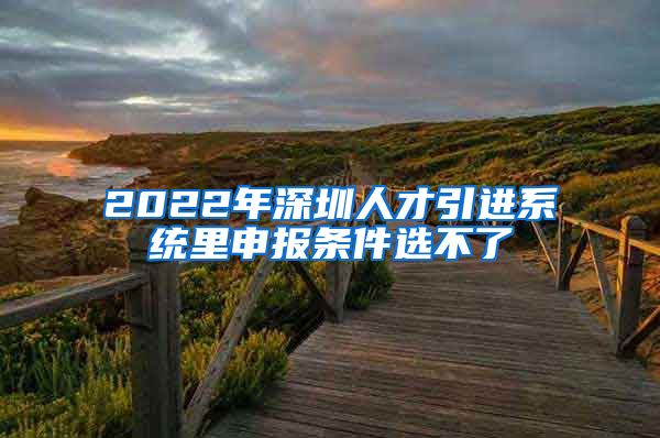 2022年深圳人才引进系统里申报条件选不了