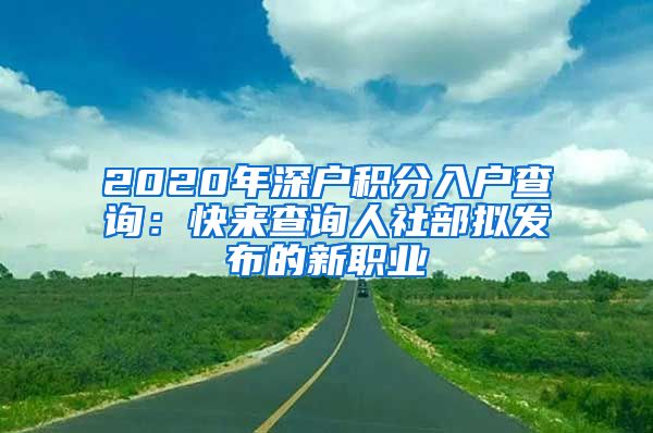 2020年深户积分入户查询：快来查询人社部拟发布的新职业