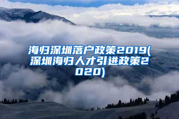 海归深圳落户政策2019(深圳海归人才引进政策2020)