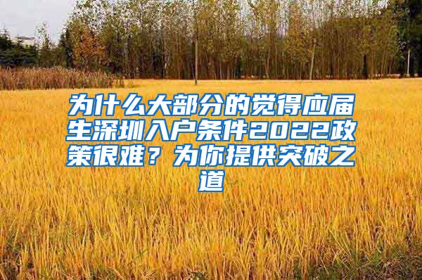 为什么大部分的觉得应届生深圳入户条件2022政策很难？为你提供突破之道