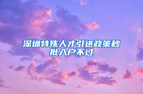 深圳特殊人才引进政策秒批入户不过