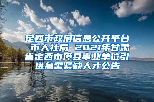 定西市政府信息公开平台 市人社局 2021年甘肃省定西市漳县事业单位引进急需紧缺人才公告