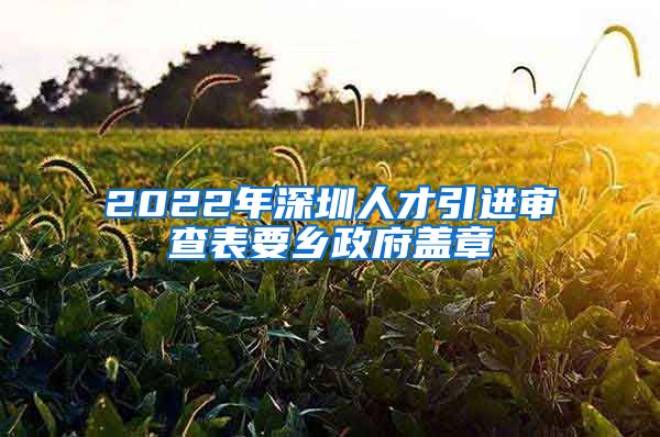 2022年深圳人才引进审查表要乡政府盖章