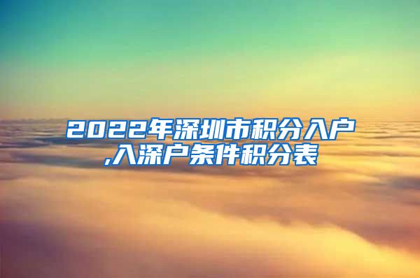 2022年深圳市积分入户,入深户条件积分表