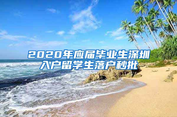 2020年应届毕业生深圳入户留学生落户秒批