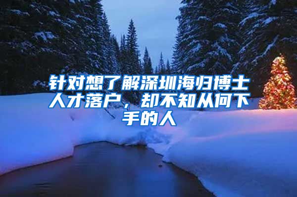 针对想了解深圳海归博士人才落户，却不知从何下手的人