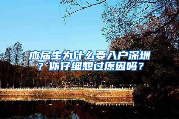 应届生为什么要入户深圳？你仔细想过原因吗？