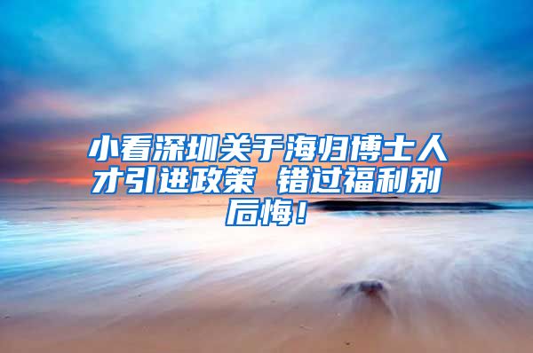小看深圳关于海归博士人才引进政策 错过福利别后悔！