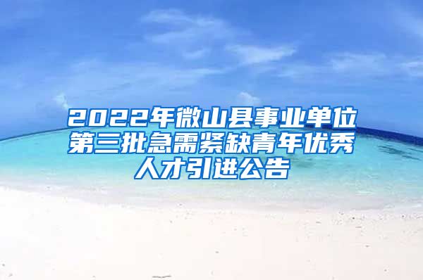 2022年微山县事业单位第三批急需紧缺青年优秀人才引进公告