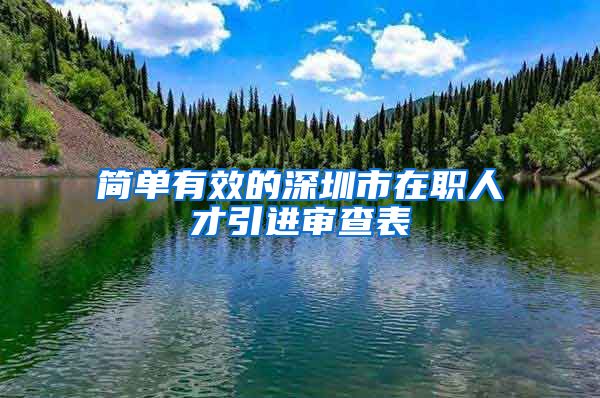 简单有效的深圳市在职人才引进审查表