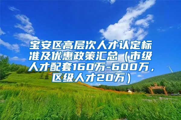 宝安区高层次人才认定标准及优惠政策汇总（市级人才配套160万-600万，区级人才20万）