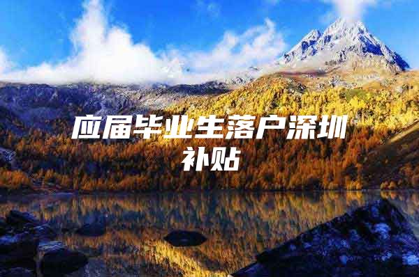 应届毕业生落户深圳补贴