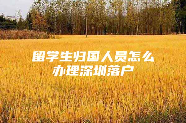 留学生归国人员怎么办理深圳落户