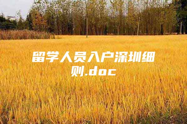 留学人员入户深圳细则.doc