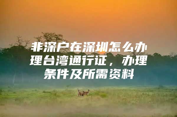 非深户在深圳怎么办理台湾通行证，办理条件及所需资料