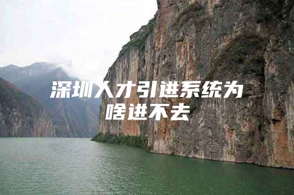 深圳人才引进系统为啥进不去