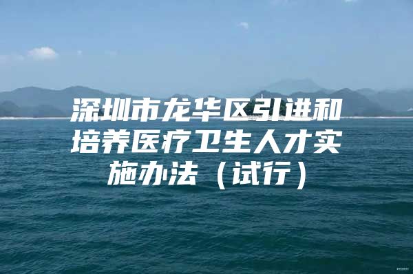 深圳市龙华区引进和培养医疗卫生人才实施办法（试行）