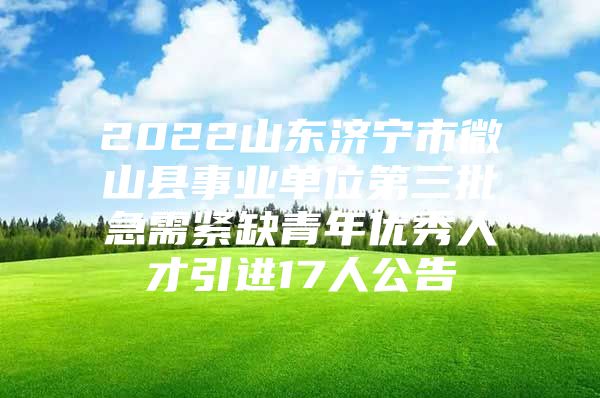 2022山东济宁市微山县事业单位第三批急需紧缺青年优秀人才引进17人公告