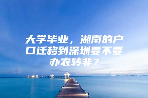 大学毕业，湖南的户口迁移到深圳要不要办农转非？