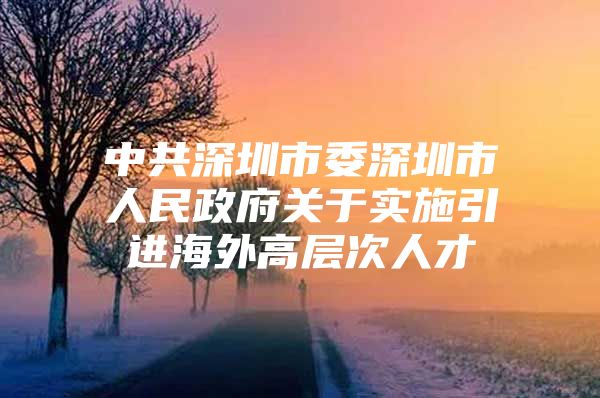中共深圳市委深圳市人民政府关于实施引进海外高层次人才