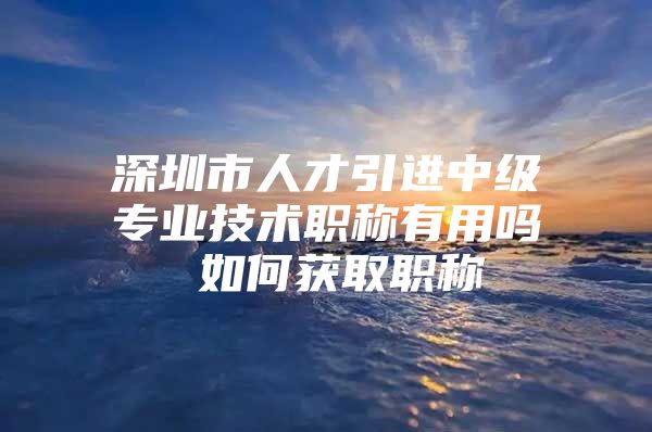 深圳市人才引进中级专业技术职称有用吗 如何获取职称