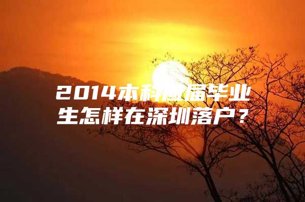 2014本科应届毕业生怎样在深圳落户？