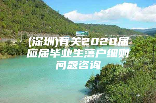 (深圳)有关2020届应届毕业生落户细则问题咨询