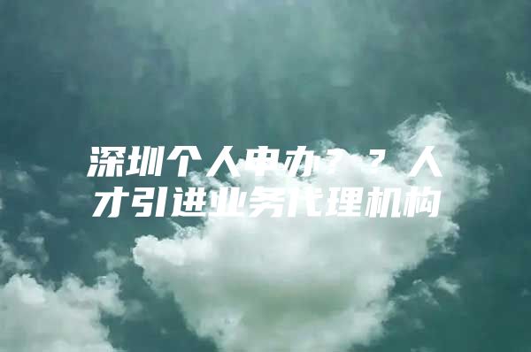 深圳个人申办？？人才引进业务代理机构