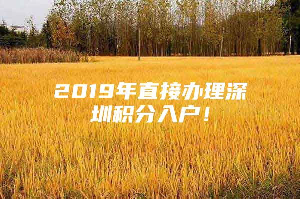 2019年直接办理深圳积分入户！